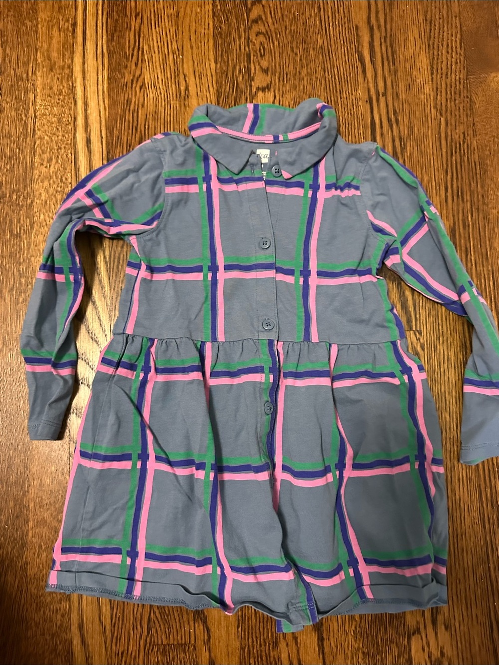 Tea Collection Pink, Green & Blue Plaid Shirt Dress
